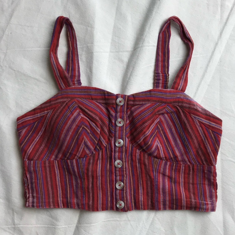 American Eagle Striped Cotton Crop Top Bra Top